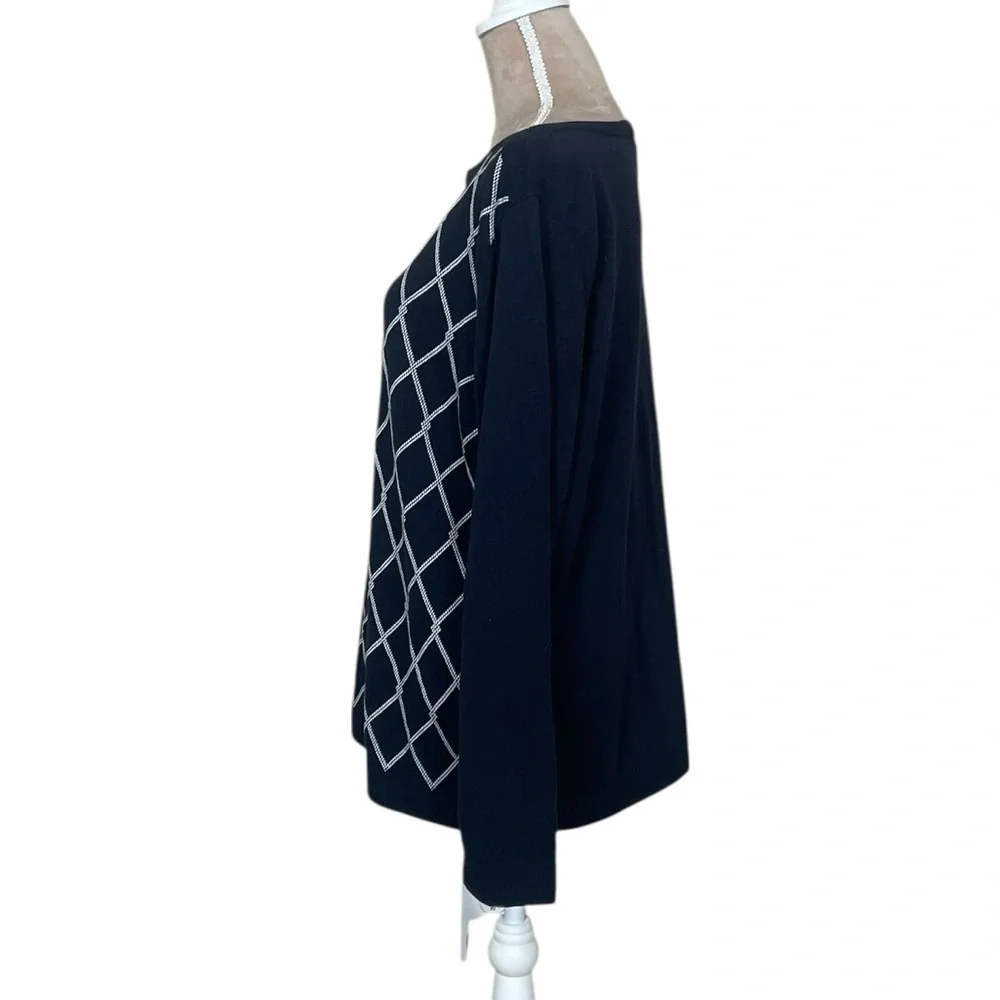 Nautica Jeans Women’s “Intarsia” Navy Blue Knit Boatneck Sweater NWT (O)